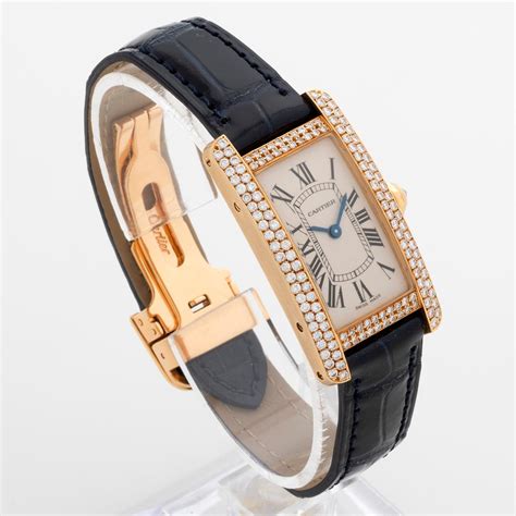 Cartier Tank Americaine 2482 18K Yellow Gold Diamonds Full Set At