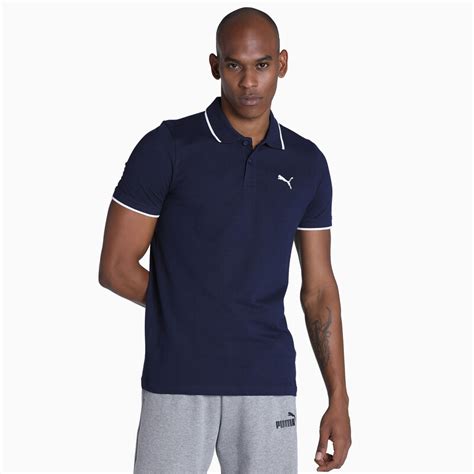 Mens Puma Collar Tipping Heather Slim Fit Polo In Whiteblue Size S Puma Kattupakkam Chennai