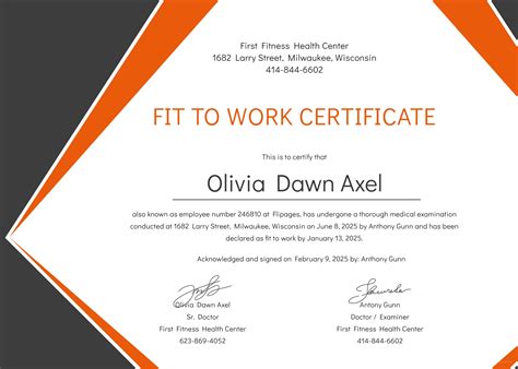 Free Medical Fitness Certificate Format Template Google Docs