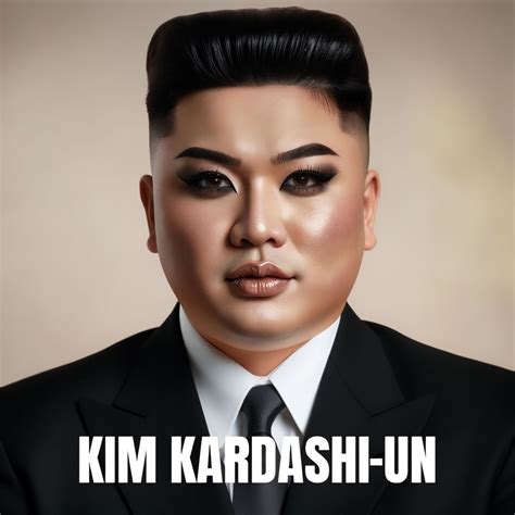 Kim Kardashian Meets Kim Jong Un: Humorous Portrait with Exaggerated ...