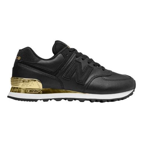 Womens New Balance W574 Core Sneaker Blackmetallic Gold Dip Synthetic Sneakers Shoes