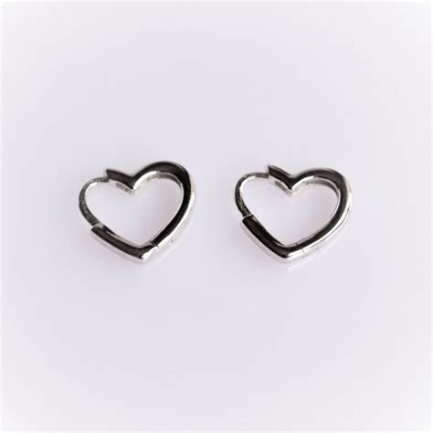 Sterling Silver Heart Huggie Hoop Earrings Dainty Small Etsy Uk