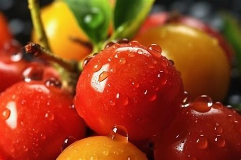 Frutas Frescas De Acerola Ai Generativo Foto Premium