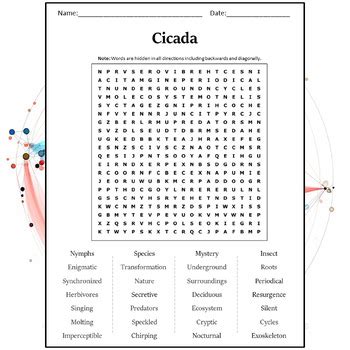 Cicada Word Search Puzzle Worksheet Activity By Slice And Glue Worksheets