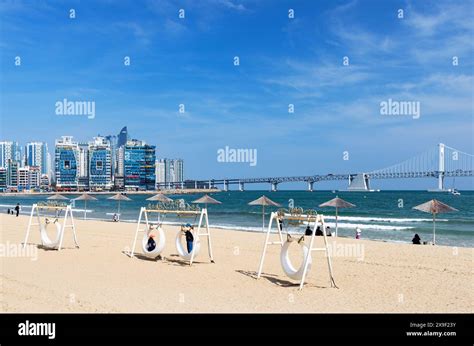 Gwangalli Beach And Gwangan Bridge Busan South Korea Stock Photo Alamy