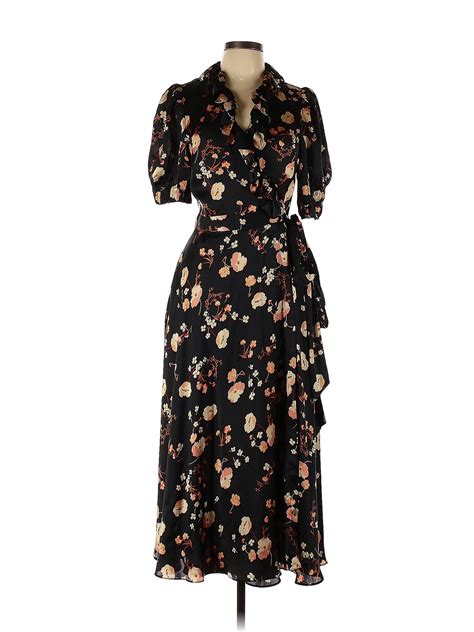 Jill Jill Stuart 100 Polyester Floral Black Anouk Print Midi Dress