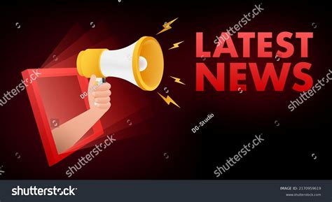 Megaphone Label Latest News Megaphone Banner Stock Vector Royalty Free