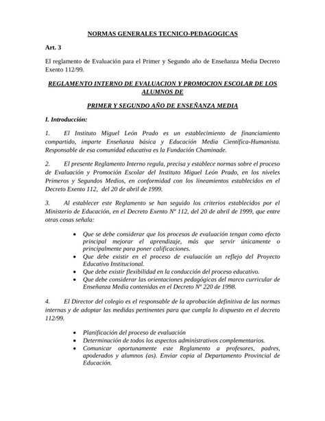 PDF REGLAMENTO INTERNO DE EVALUACION Y PROMOCION Una Vez Aplicada