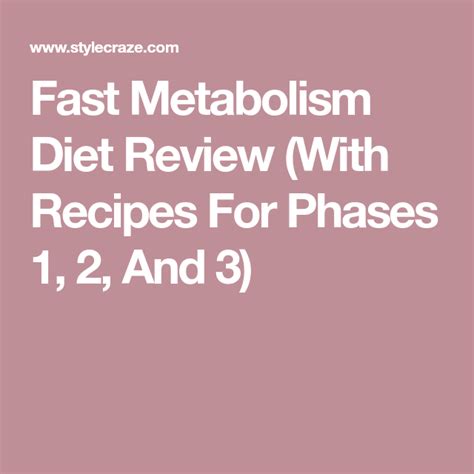 Fast Metabolism Diet Review With Recipes For Phases 1 2 And 3 Fast