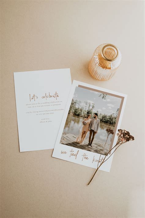 Wedding Announcement Card With Photo Featuring A Handwritten Etsy