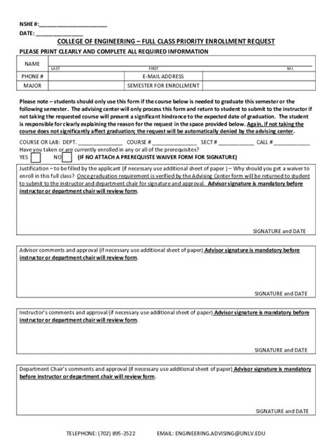 Fillable Online NSHE DATE COLLEGE OF ENGINEERING PREREQUISITE