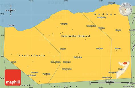 Savanna Style Simple Map Of Sanaag