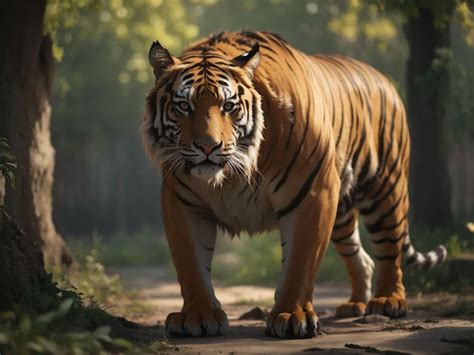 Premium AI Image Bengal Tiger Staring Aggression In Eyes Majestic