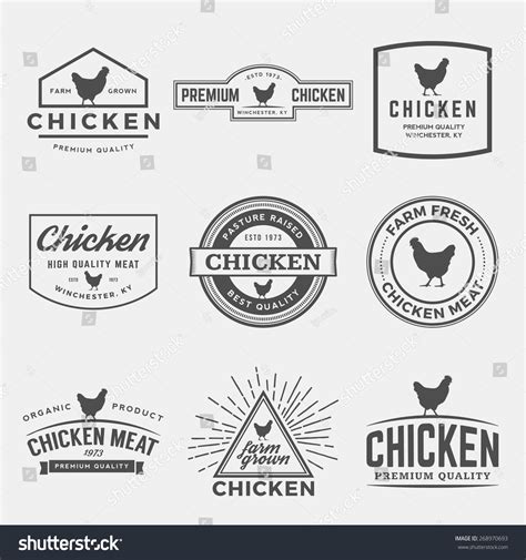 Vector Set Premium Chicken Meat Labels Stock Vector Royalty Free 268970693 Shutterstock