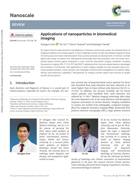 PDF Applications Of Nanoparticles In Biomedical Imaging