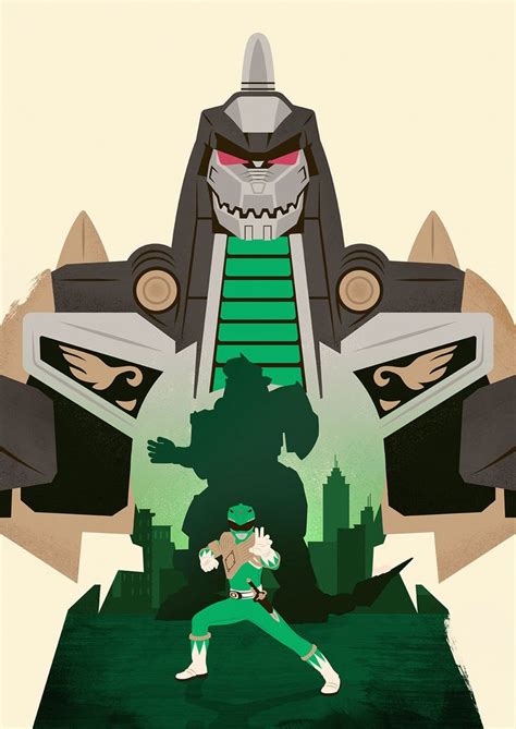 Mighty Morphin Power Rangers Dragonzord Green Ranger Poster Print