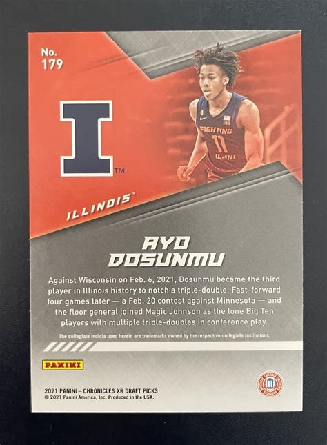 Panini Chronicles Xr Draft Picks Ayo Dosunmu Bronze Parallel Rc