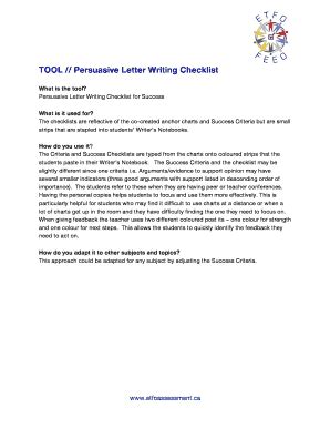 Fillable Online TOOL Persuasive Letter Writing Checklist Fax Email