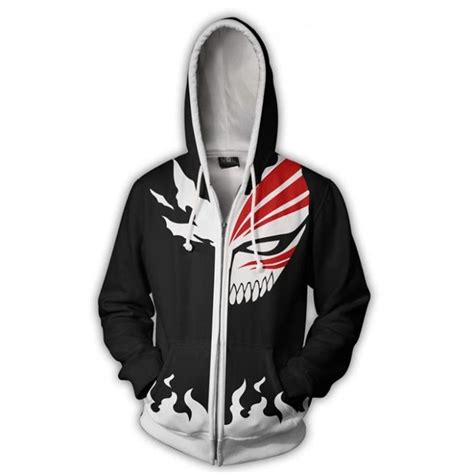 2021 Men And Women Anime Zip Up Hoodies Anime Bleach Hoodie Kurosaki