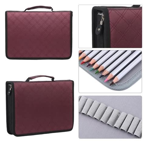 Tui Crayons En Cuir Pu De Grande Capacit Portable Avec Fermeture