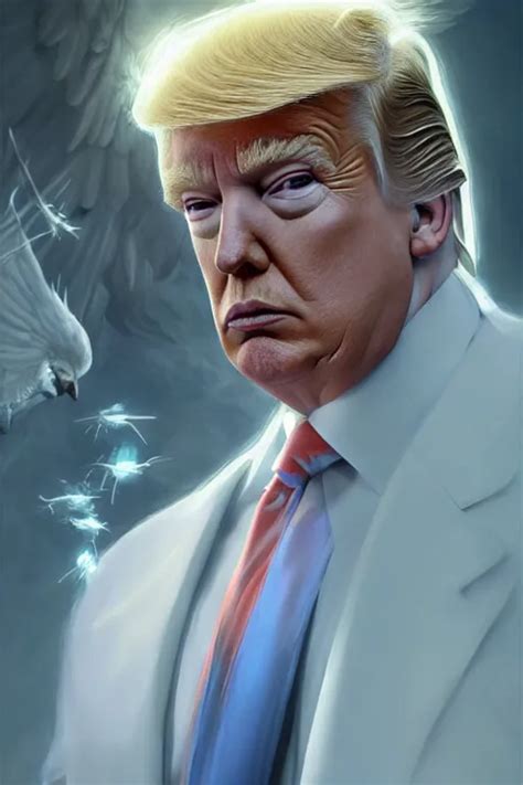 Donald Trump As An Angel Anatomy Bathed In Light Stable Diffusion