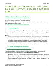 Epreuves Du Concours Commun Iep Pdf Fiche Concours Octobre