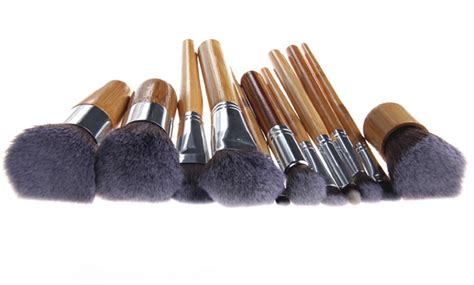 Bamboo Makeup Brush Set 11 Pc Groupon Goods