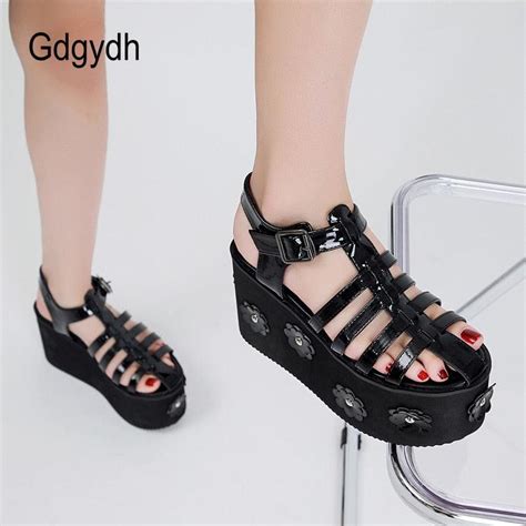 Gdgydh Fashion Flower Roman Style Women Sandals Platform Wedges Gladia Cadeaume