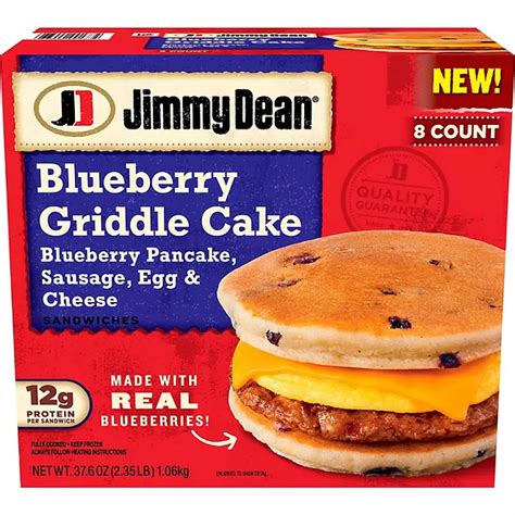 Jimmy Dean Blueberry Griddle Cake Breakfast Sandwiches With Sausage Egg And Cheese Frozen 37