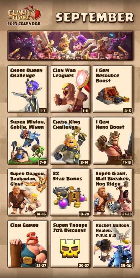 Clash Of Clans September 2023 Events Roadmap