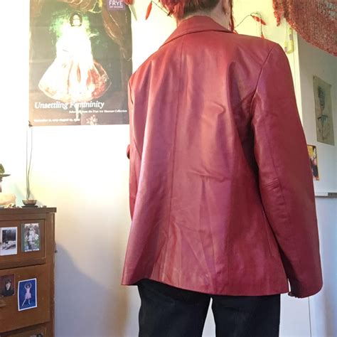 Red Worthington Genuine Leather Jacket Perfect Depop