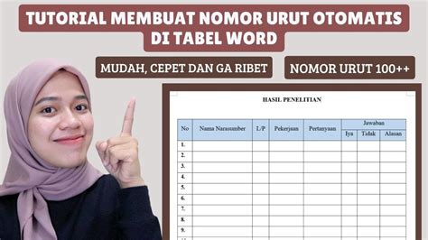 CARA MEMBUAT NOMOR URUT OTOMATIS DI TABEL PADA MICROSOFT WORD