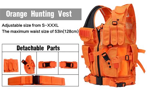 Gnnfic Bright Orange Hunting Vest Miliary Tactical Molle Airsoft Vest