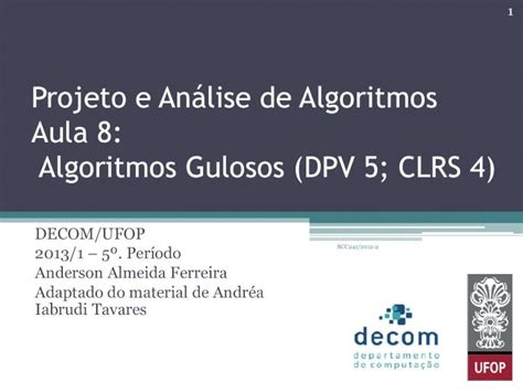 PDF Projeto e Análise de Algoritmos DECOM UFOP Projeto e Análise