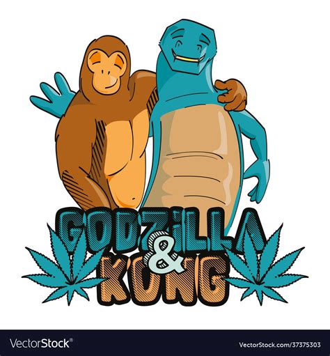 Giant Gorilla And Reptile Hugging Royalty Free Vector Image