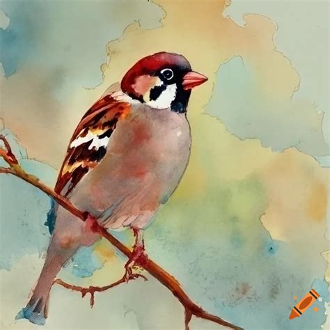 Watercolor Painting Of A Sparrow On Craiyon