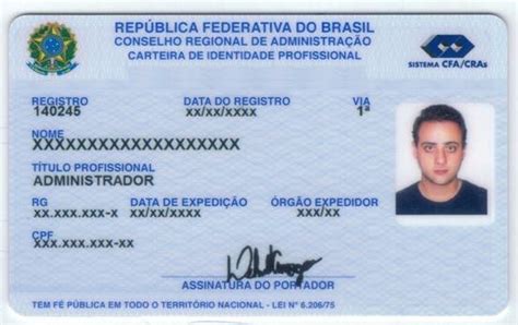 Cra Sc Ter Novo Modelo De Carteira De Identidade Profissional