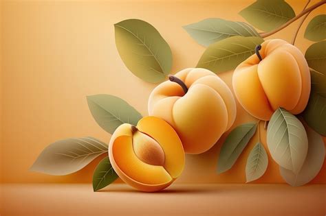 Premium Photo A Group Of Peaches On A Branch With Leaves Generative Ai