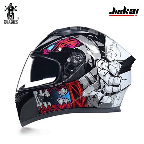 Jiekai Jk Jaw Matt Red Black Full Face Dual Visor Helmet Dot