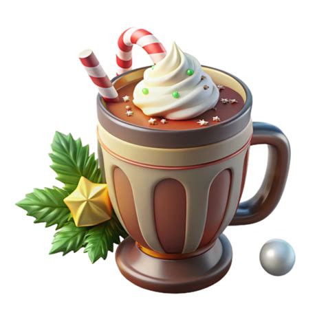 Festive Hot Chocolate With Whipped Cream PNG