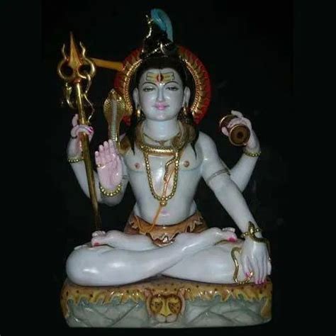 Multicolor Hindu Lord Marble Shiva Statue For Worship Size 12 Inch