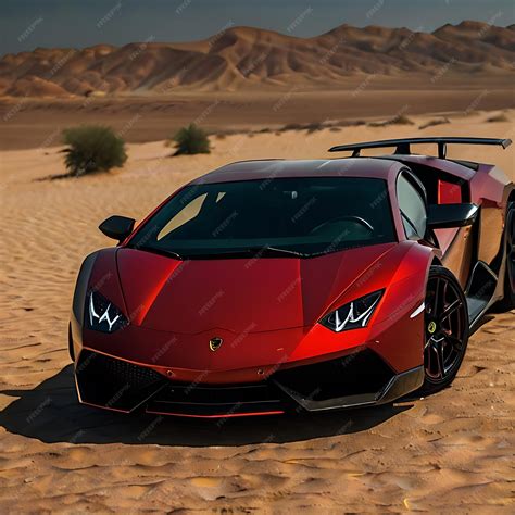 Premium Photo | Lamborghini red and black in a desert dark view ...