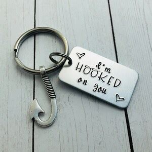 Boyfriend Fishing Keychain I M HOOKED On You Hand Etsy