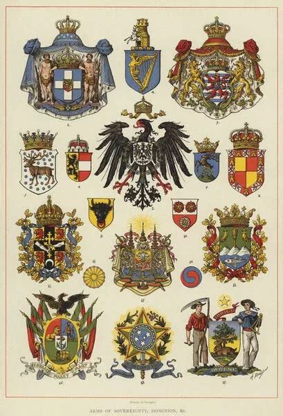 Prints Of Arms Of Sovereignty Dominion Etc Colour Litho Heraldry