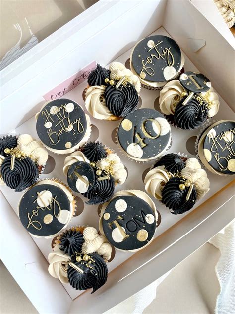 Black And Gold Th Cupcakes In Th Birthday Cupcakes Th