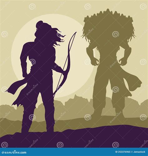 Rama And Ravana Dussehra Cartoon Vector | CartoonDealer.com #253376965