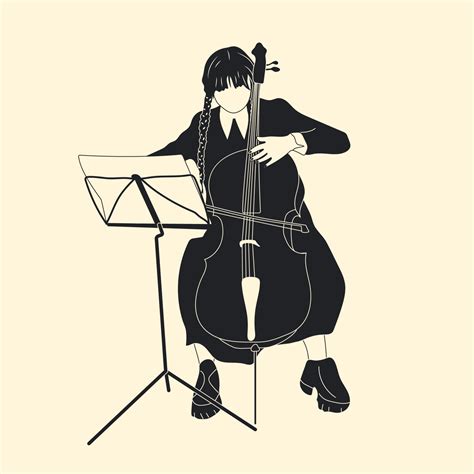 Wednesday plays the cello. Hand drawn Vector illustrations 16006085 ...