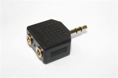 Black Stereo Audio Splitter Gold 35mm Jack Male To 2 Dual Female Ebay