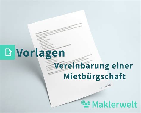 Muster Vorlage Vereinbarung Einer Mietb Rgschaft Zwischen Mieter Und