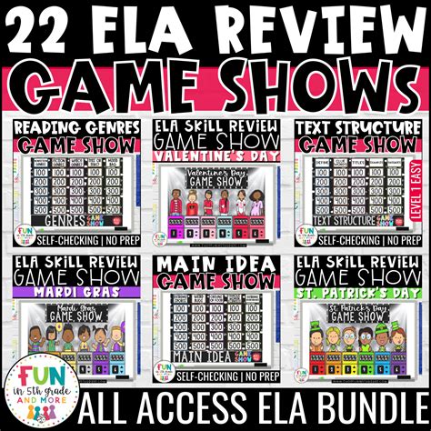 Ela Game Show All Access Bundle 22 Reading Review Games For Test Prep Fun In 5th Grade And More